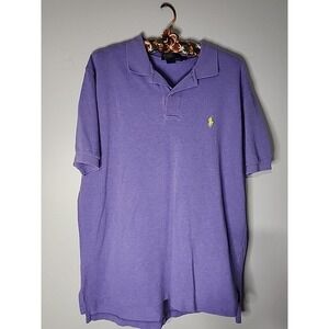 Vintage Polo Ralph Lauren Polo Shirt Men's Large Yellow Pony Logo lavender color